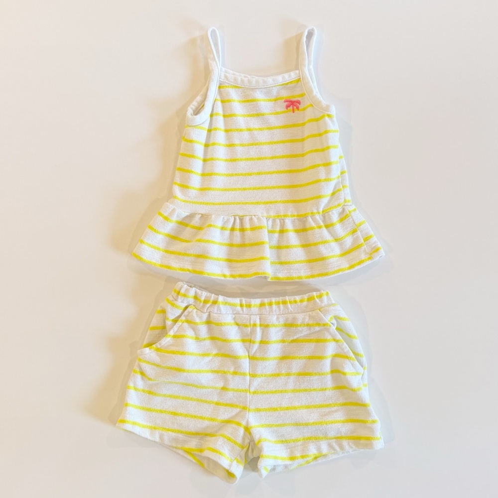 6Y Girls Peplum Tank Top And Shorts Outfit Set